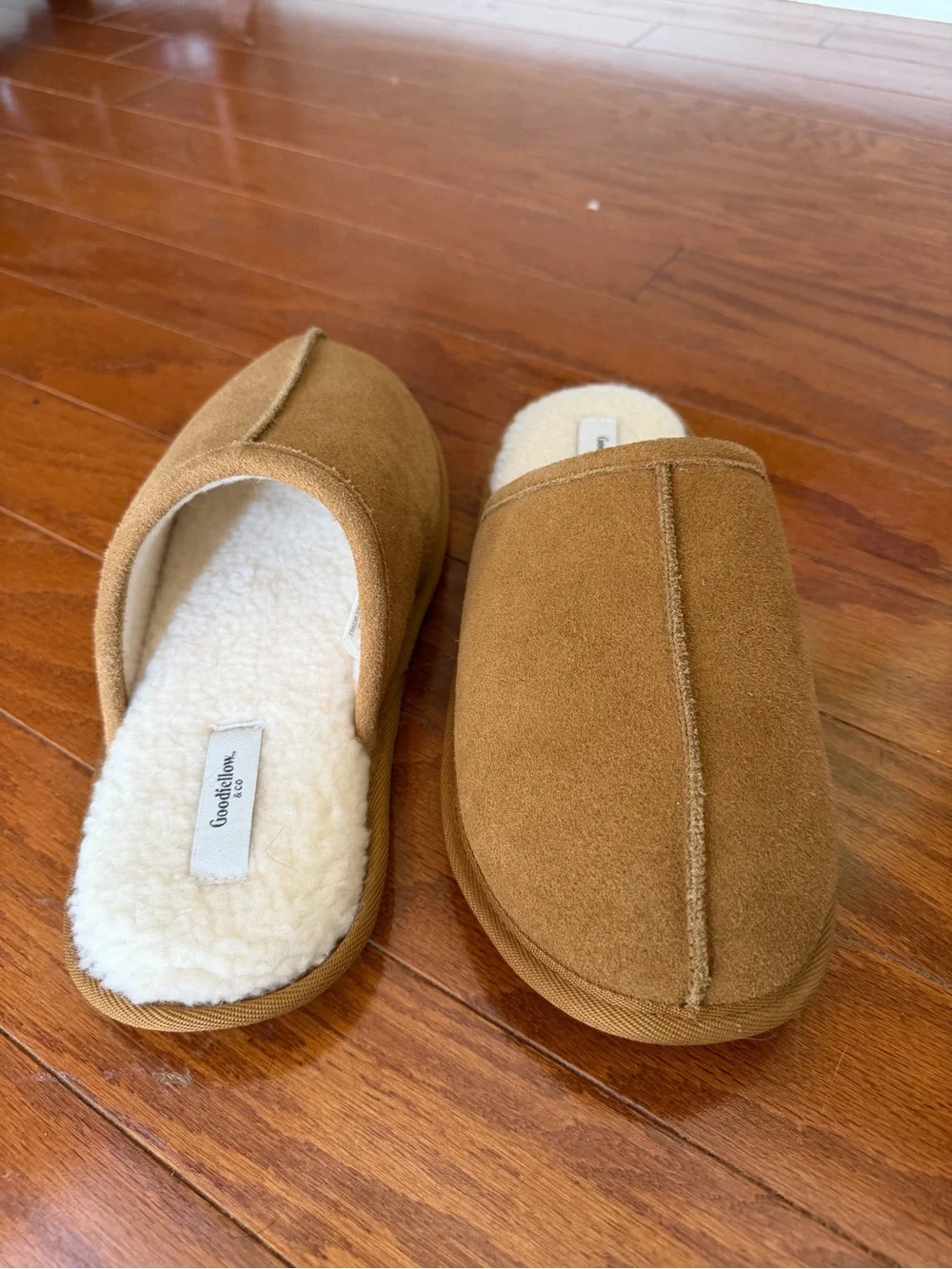 Goodfellow & Co Genuine Suede Leather Sherpa Lined Mule Slippers Brown Men’s